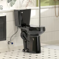 21" High Black Toilet Elongated 1.28 GPF Single Flush for Seniors & Tall Person