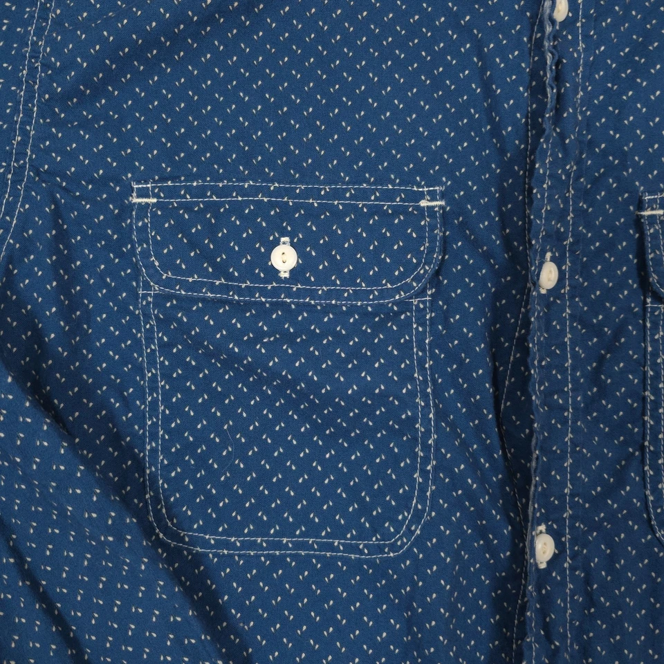 Camisa masculina vintage Schott Bros XL azul com botão feita nos EUA feita na União - Imagem 4 de 4