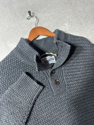 Schott Bros Heavyweight Knit 1/4 Button Wool Sweater Mens Size XL Elbow Patch
