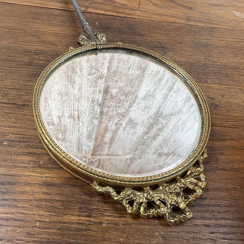Vintage French Brass Hand Mirror Ornate Decorative - Antique Handheld Mirror - Picture 6 of 7