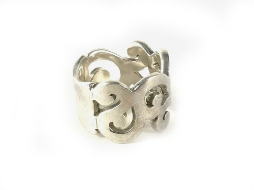 Silpada Cutout Swirls Wide Sterling Silver 925 Band Ring Sz 6 Estate Find - Picture 4 of 4
