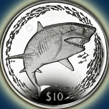 2016 LEMON SHARK - Sterling SILVER Proof Coin in Capsule + COA - Virgin Islands