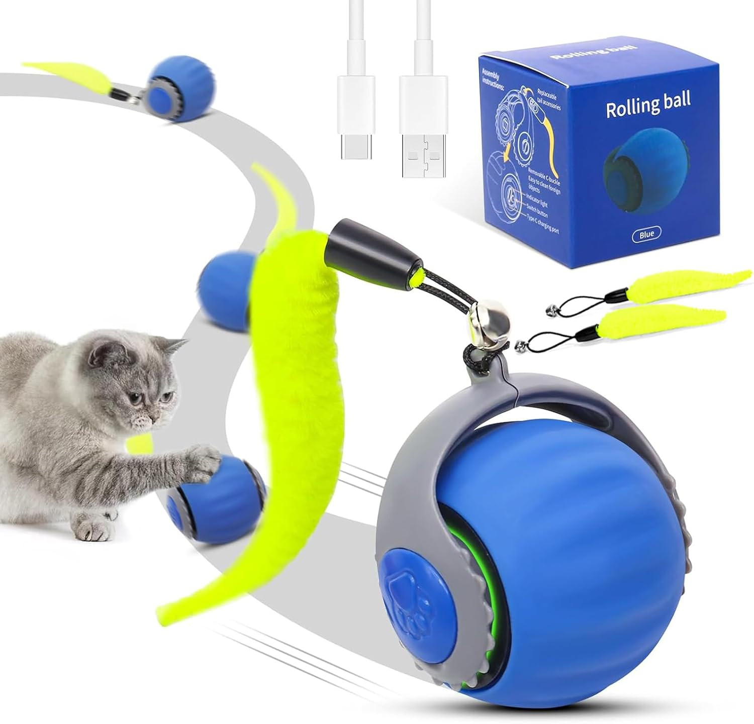 Palla Interattiva per Gatti, Pallina Gatto Automatica, Giochi per Gatti Interatt