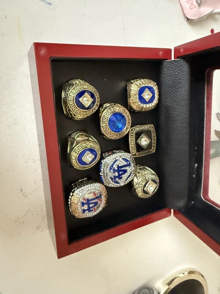 Conjunto de anel réplica Dodgers FanMade com vitrine - colecionável comemorativo 8 peças - Imagem 3 de 4