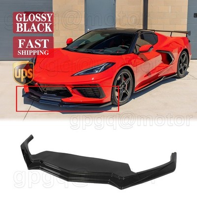 For Corvette C8 Z51 20-26 V2 Style Gloss Black Front Bumper Lip Spoiler Splitter