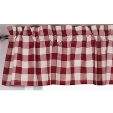 Buffalo Check Red and Buttermilk 72" x 15.5" Lined Cotton Valance by Raghu