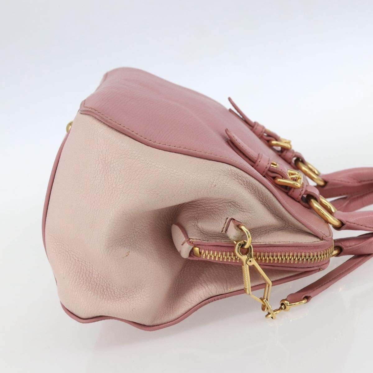 Miu Miu Hand Bag Leather 2way Pink Gold Auth ka838 | eBay