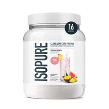 Isopure Clear 20g Whey Isolate Protein Powder - Tropical Punch - 16 Servings 