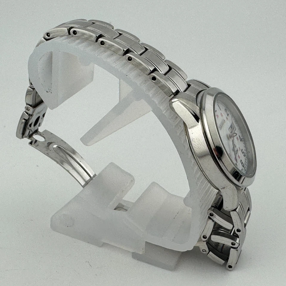 Seiko V138-0AB0 Women 100m Silver Steel Military Dial Solar Quartz Watch 6" - Image 3 of 4