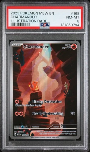 2023 POKEMON MEW EN-151 ILLUSTRATION RARE #168 CHARMANDER PSA 8