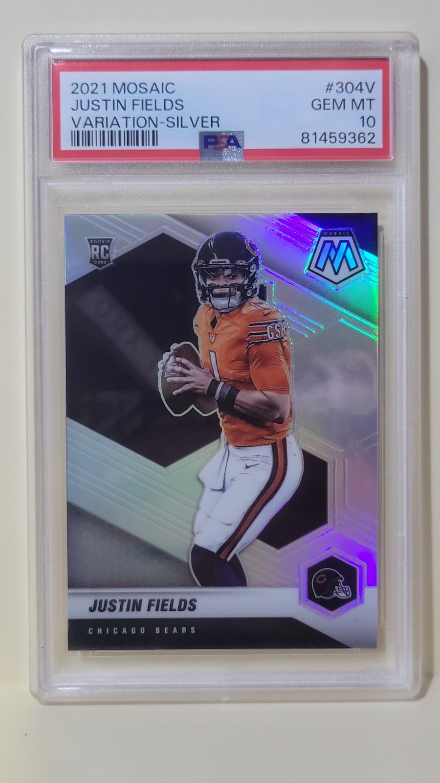 JUSTIN FIELDS 2021 Panini Mosaic Silver Variation Rookie #304-V PSA 10 Gem Mint