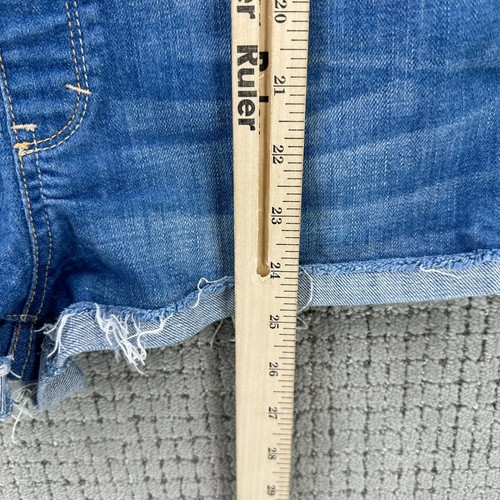 Abercrombie Overall Shorts Kids Size XL Blue Denim Distressed Hem Pockets - Picture 5 of 10