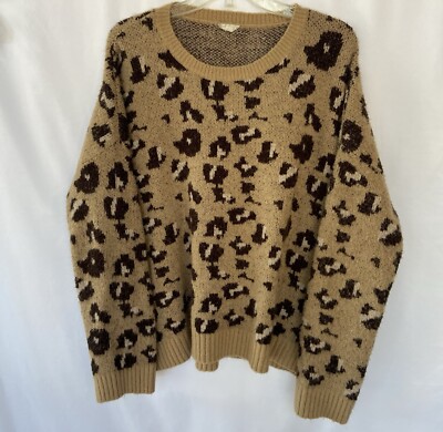 Hem & Thread Leopard Print Sweater Womens Medium/Large