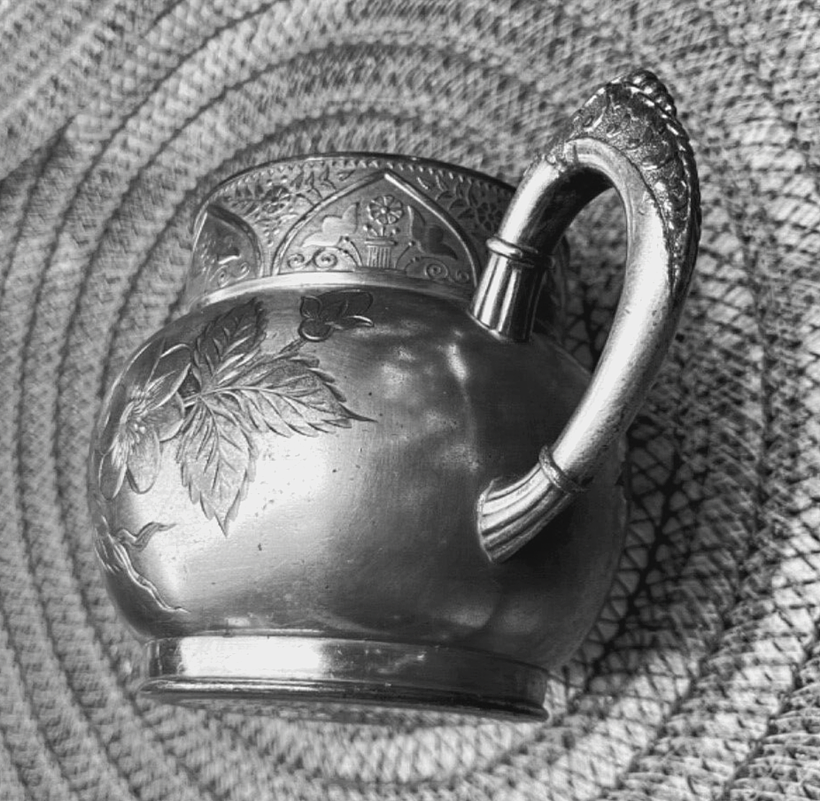 ANTIQUE HARTFORD SILVER PLATE CO. QUAD. PLATE FLORAL SUGAR BOWL