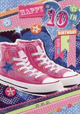 Pink Sneakers Designer Greetings Age 10 / 10th Birthday Card for Girl