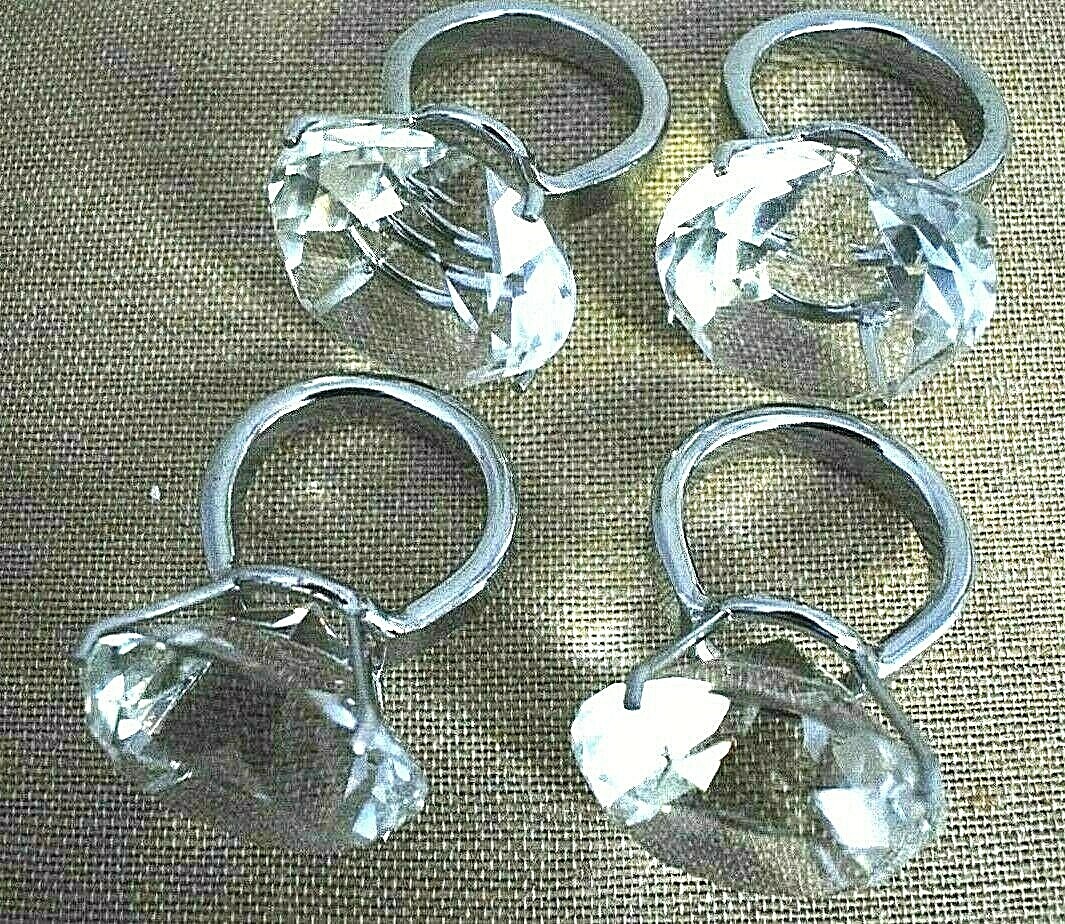 Diamond Crystal Solitaire Wedding Ring Napkin Holders Engagement Party