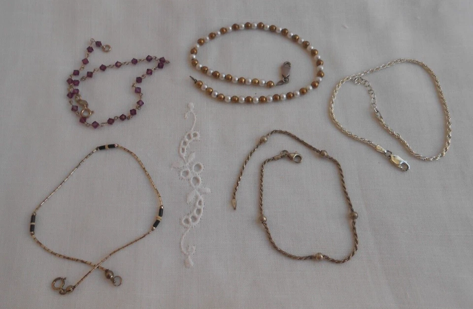 lotto 5 Cavigliera in Argento 925 usate - Immagine 3 di 4