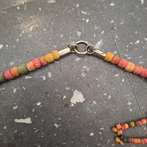 Vintage African Colourful Wooden Carved Animal Glass Beaded Necklace 28" - Picture 9 of 13
