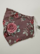 New Set Of Two Face Masks : Plum Floral And Plaid Navy Blue Motives