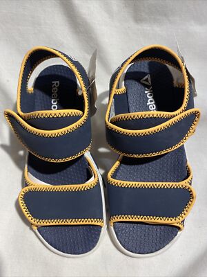 Reebok Wave Glider 111 Kids New Yellow And Navy Double Strap