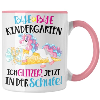 Trendation - Bye Bye Kindergarten Einschulung Mädchen Geschenk Tasse Schulstart