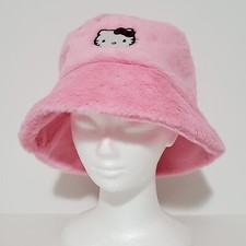 Sanrio Hello Kitty Pink Fuzzy Bucket Hat One Size
