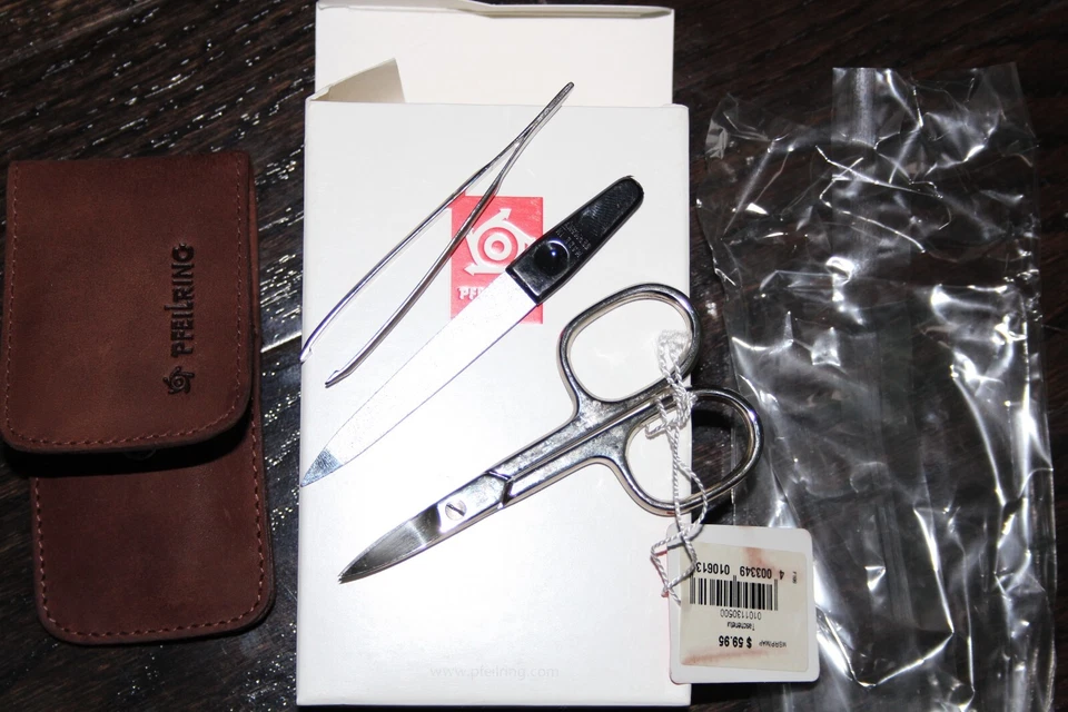 Juego de manicura de 3 piezas Pfeilring tijeras pinzas y estuche de limas de uñas de zafiro Alemania Foto 3 de 3