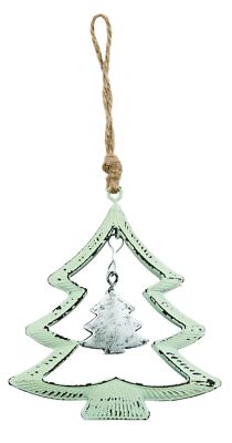 Grün & Silber Metall Christbaumschmuck Atemberaubend NEU