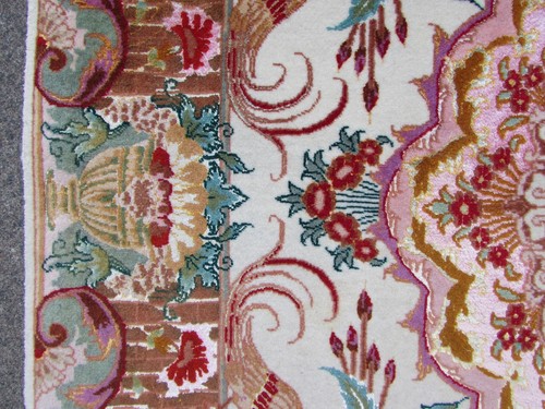 Fine Old Vintage Traditional Hand Made Rug Wool Silk Pink White Rug 153x101cm - Picture 8 of 12