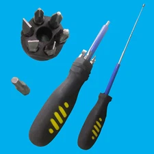 DIY Easy Grip Screwdriver With 7 Assorted Heads Including a Magnetic Pickup Tool