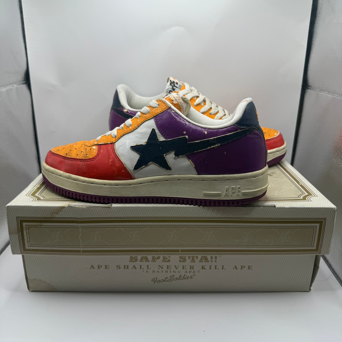 Vintage A Bathing Ape Bape Sta Foot Soldier Orange / White (USED