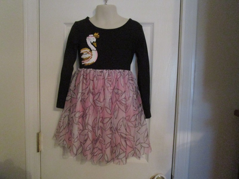 Wonder Nation Size 4-5 Girls Black & Pink Swan Dress   SALE!!
