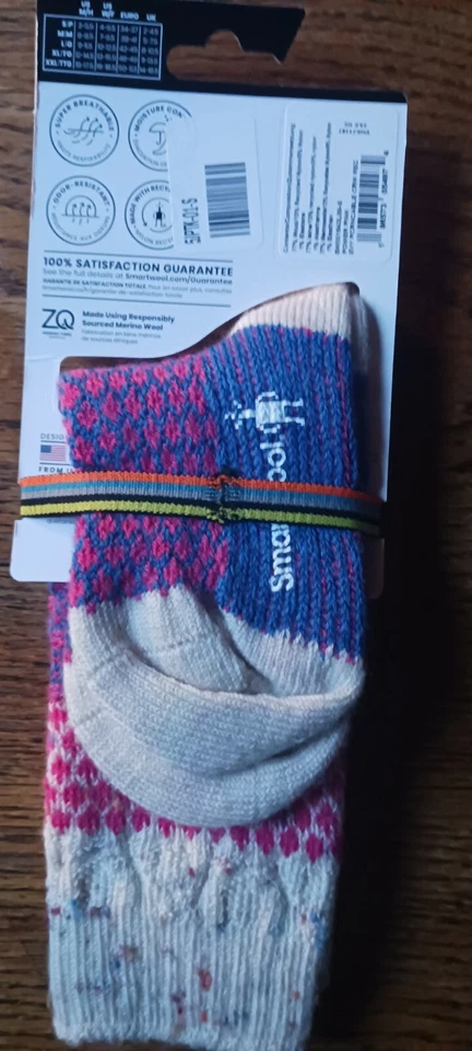 Smartwool Calcetines Mujer Pequeño Sm S Palomitas Cable Lana Merino Crew Rosa Acogedor Foto 2 de 4