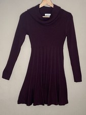 Calvin Klein Purple Long Sleeve Sweater Knit Skater Dress PXS 100% Acrylic