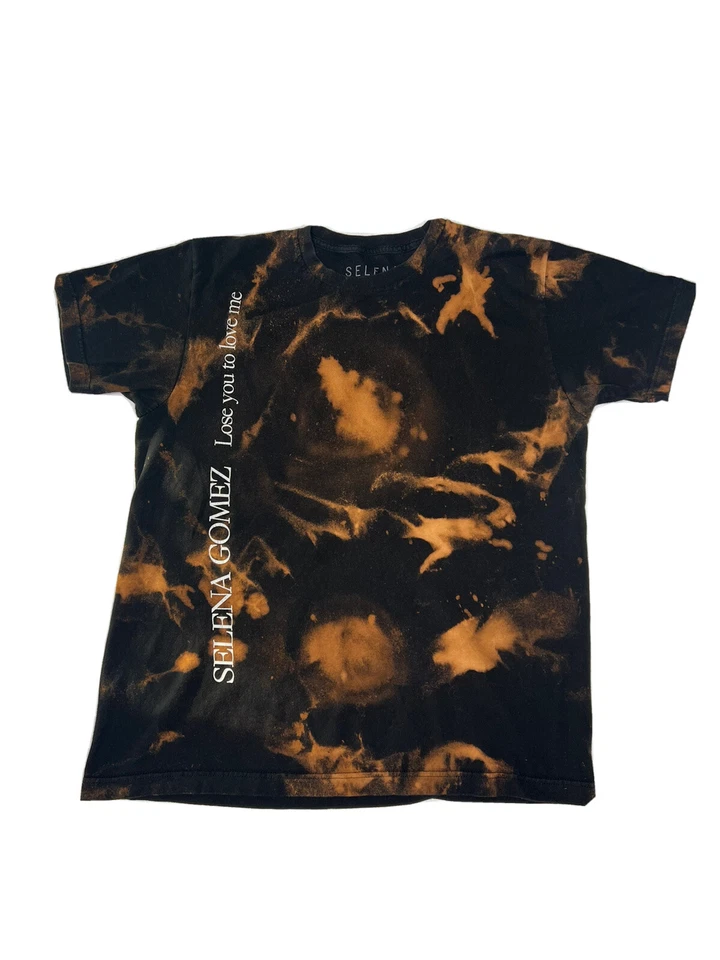 Selena Gomez Bleached Distressed T-shirt Large Rare Black Copper Soft Pop Queen  - Image 4 of 4