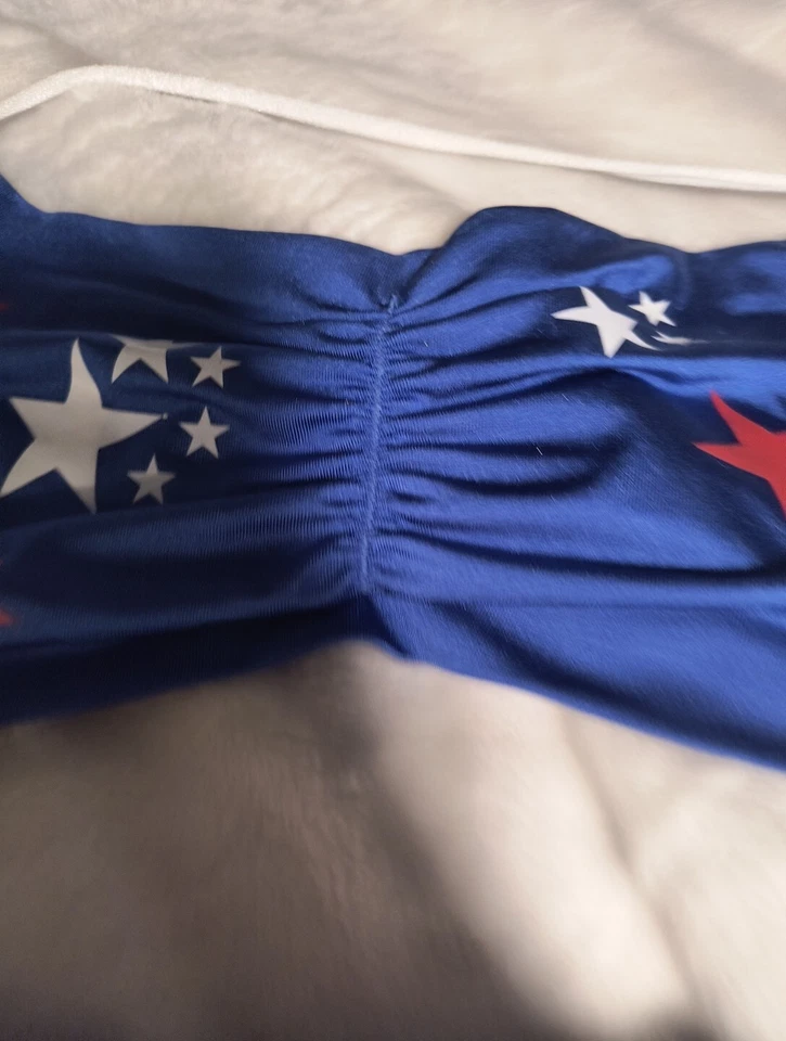 Conjunto de 3 Bikini Patriótico Rojo Blanco Azul EE. UU. Disfraz de Bailarina Competición Talla M Foto 4 de 4