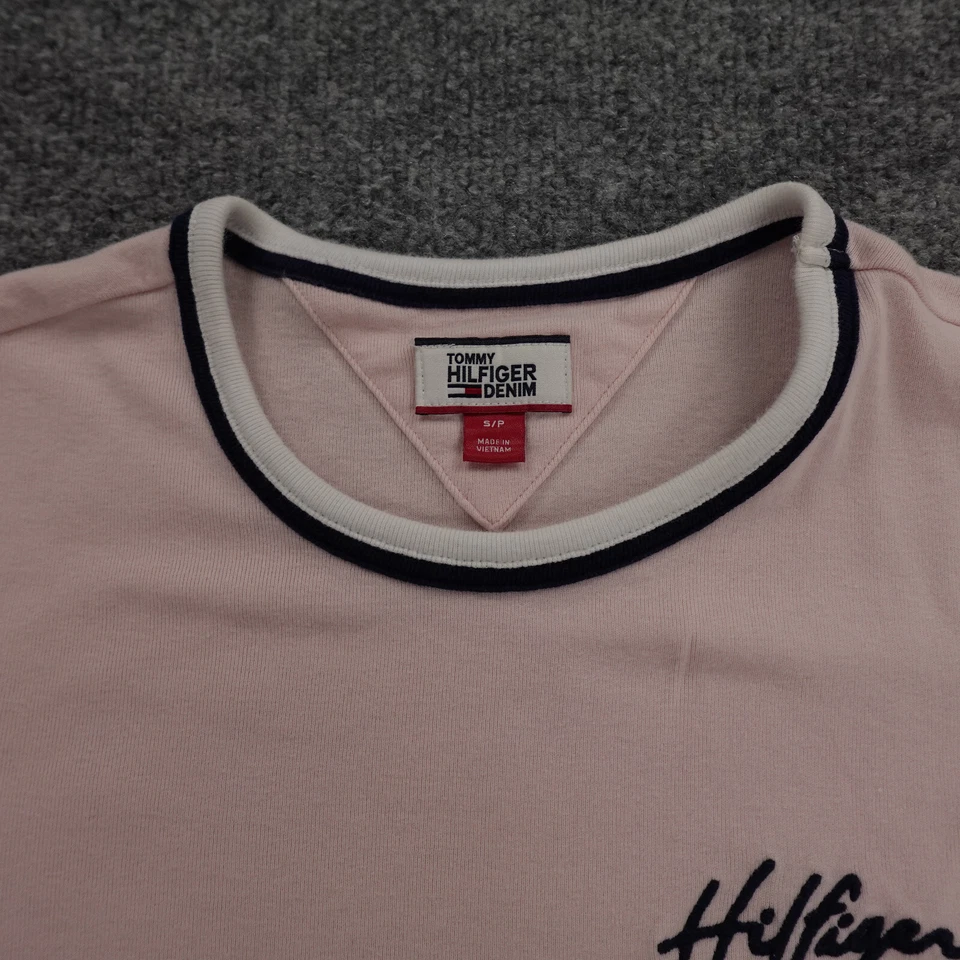 Tommy Hilfiger 睡眠衬衫女式小号粉色 T 恤拉标志睡衣连衣裙 — 第 4/4 张图片
