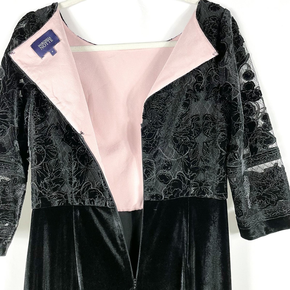 marchesa notte embroidered velvet dress Marchesa Rosa Velvet Burnout Midi Dress