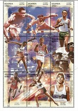 Uganda 1997 - OLYMPIC WINNERS II - Sheet of 9 stamps - MNH