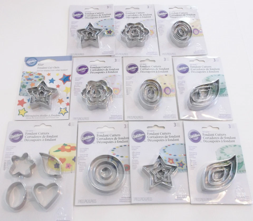 Lote de 34 cortadores de fondant Wilton decoración de pasteles galletas arcilla arte artesanal Foto 2 de 4