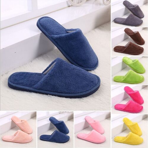 Slippers Anti-slip Round toe Slip on Flat Solid Winter Bedroom Sandals - Picture 1 of 19