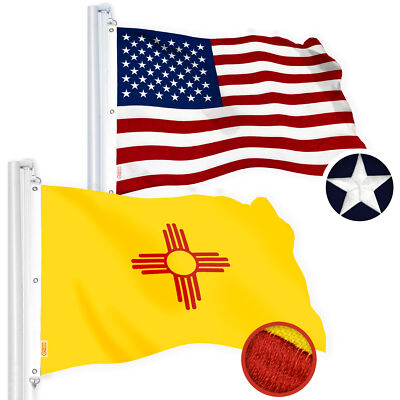 Combo Pack: American USA & New Mexico Flag 6x10 Ft, Both Embroidered SPUN Poly