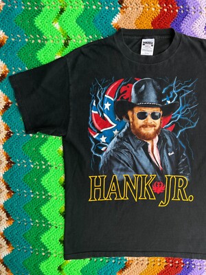Vintage 90s Hank Williams Jr Tour 1999 T-Shirt Black XL Tultex | eBay