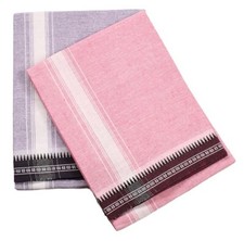 Cotton Men's Single Kerala Dhoti - 1.9 Mtrs Pack of 2, Violet-Light Pink 