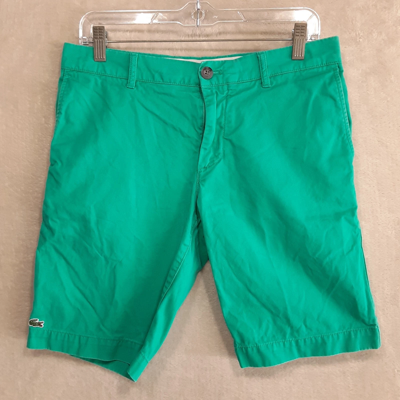 Lacoste Mens Chino Shorts Sz.30"x9" Inseam/Auqua Blue/SLIM FIT/Flat Front