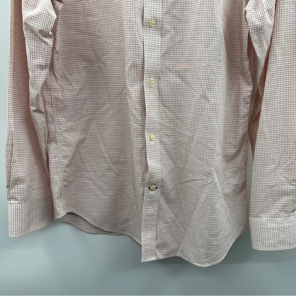Camisa Banana Republic Calce Ajustado Tostado y Blanco A Cuadros Manga Larga Con Botones Talla M Foto 3 de 4