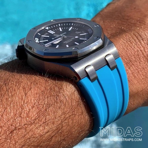 42mm Royal Oak Offshore & Diver Light Blue Rubber Watch Strap Audemars Piguet - 第 2/17 張圖片