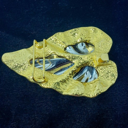 Doreen Ryan Gold & Silver Tone Leaf Belt Buckle Signed DR 93 - Picture 5 of 14