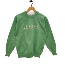 90s Alaska USA Sweatshirt Vintage Hanes Alaska Souvenir Crewneck Green Medium