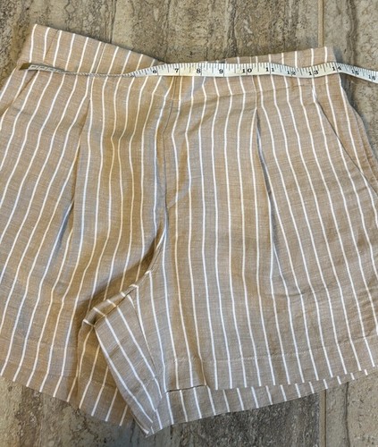 NWT LOFT Pleated Pull On Shorts in Striped Linen Blend Size XS - Picture 5 of 11